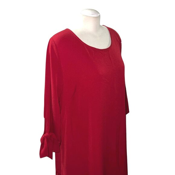ChicSoul Tie Sleeve Midi Casual Work Dress Sz 3XL Red Womens - Picture 16 of 16